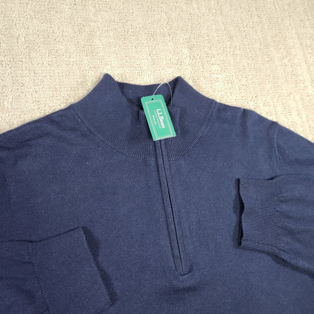 LL Bean Sweater Men Medium Cotton Cashmere Blend Knit 1/4 Zip Pullover Gorpcore
